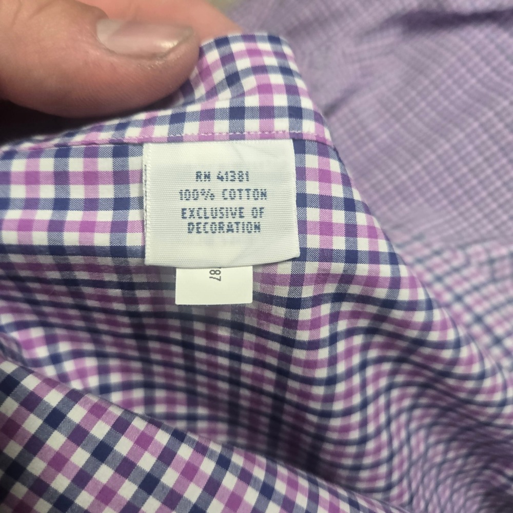 Polo Ralph Lauren Mens XL Purple Gingham Check Button Down Long Sleeve Cotton - Picture 5 of 6